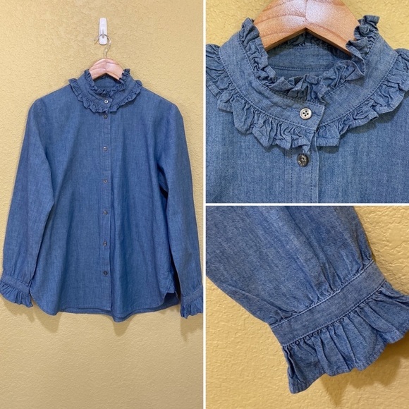 J. Crew Tops - J. Crew Re-Imagined  Chambray Long Sleeve Button Down Top